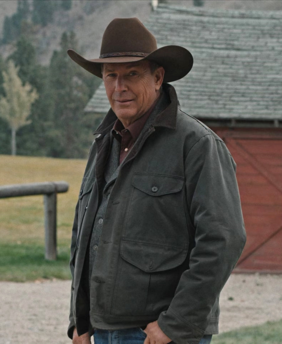 Yellowstone John Dutton Grey Cotton Western Jacket