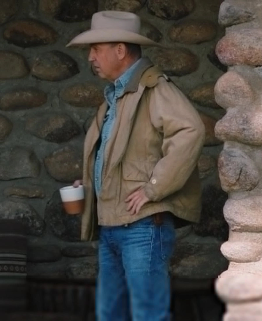 John Dutton Classic Beige Cotton Jacket from Yellowstone