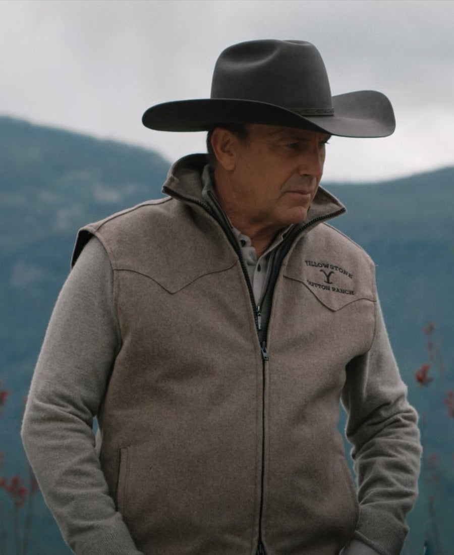 Kevin Costner Yellowstone Rancher Brown Vest