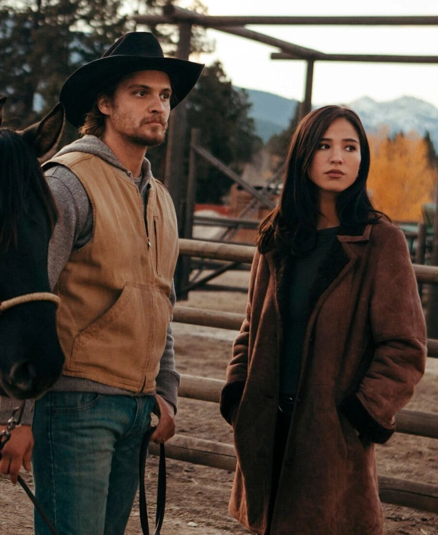 Monica Dutton Suede Leather Coat Yellowstone
