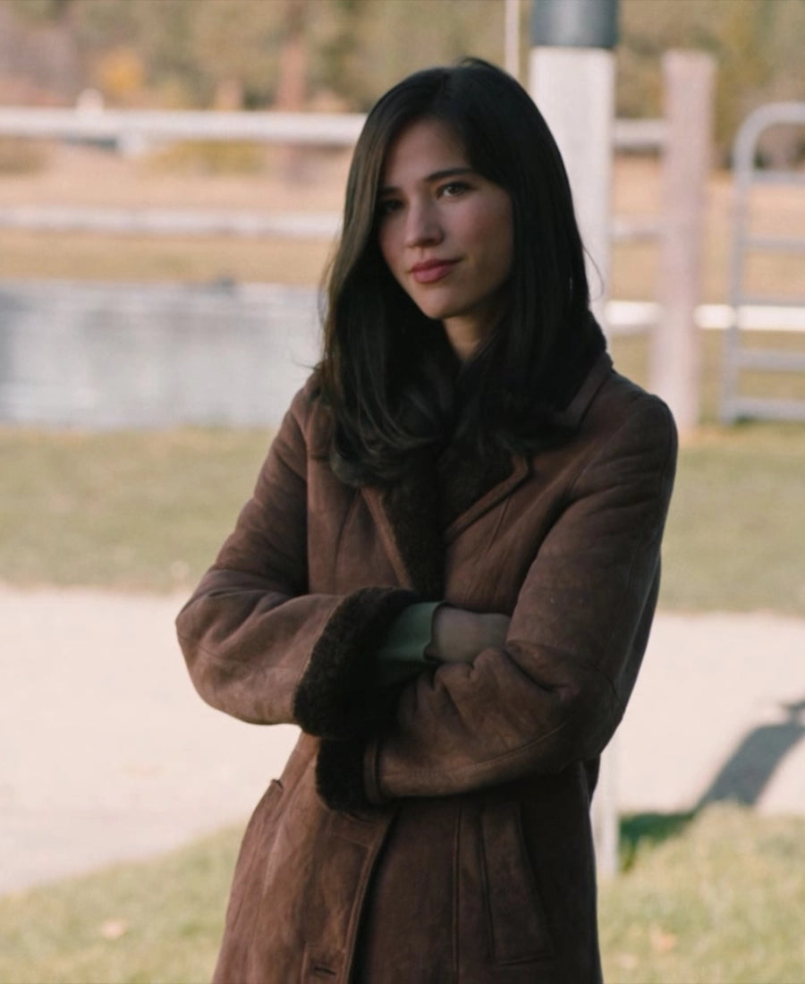 Monica Dutton Suede Leather Coat Yellowstone