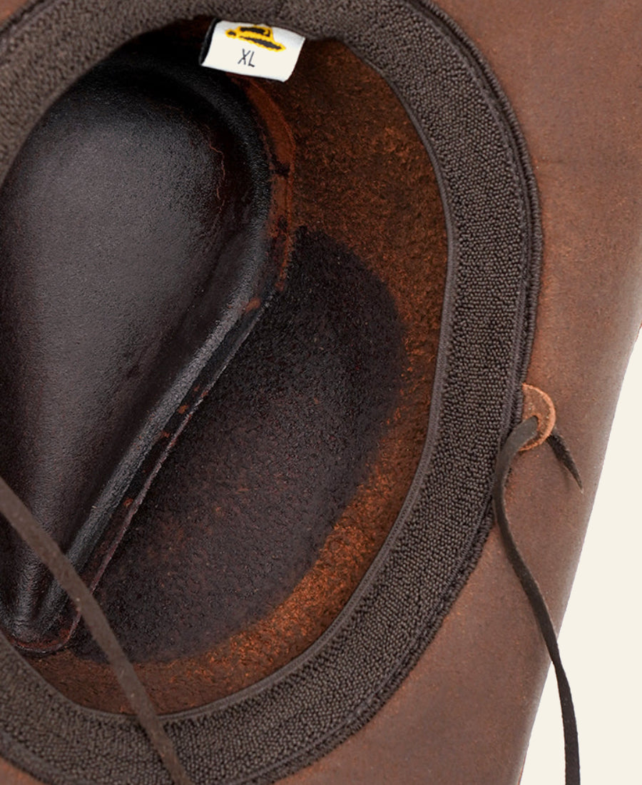 Rustic Rancher Brown Leather Cowboy Hat