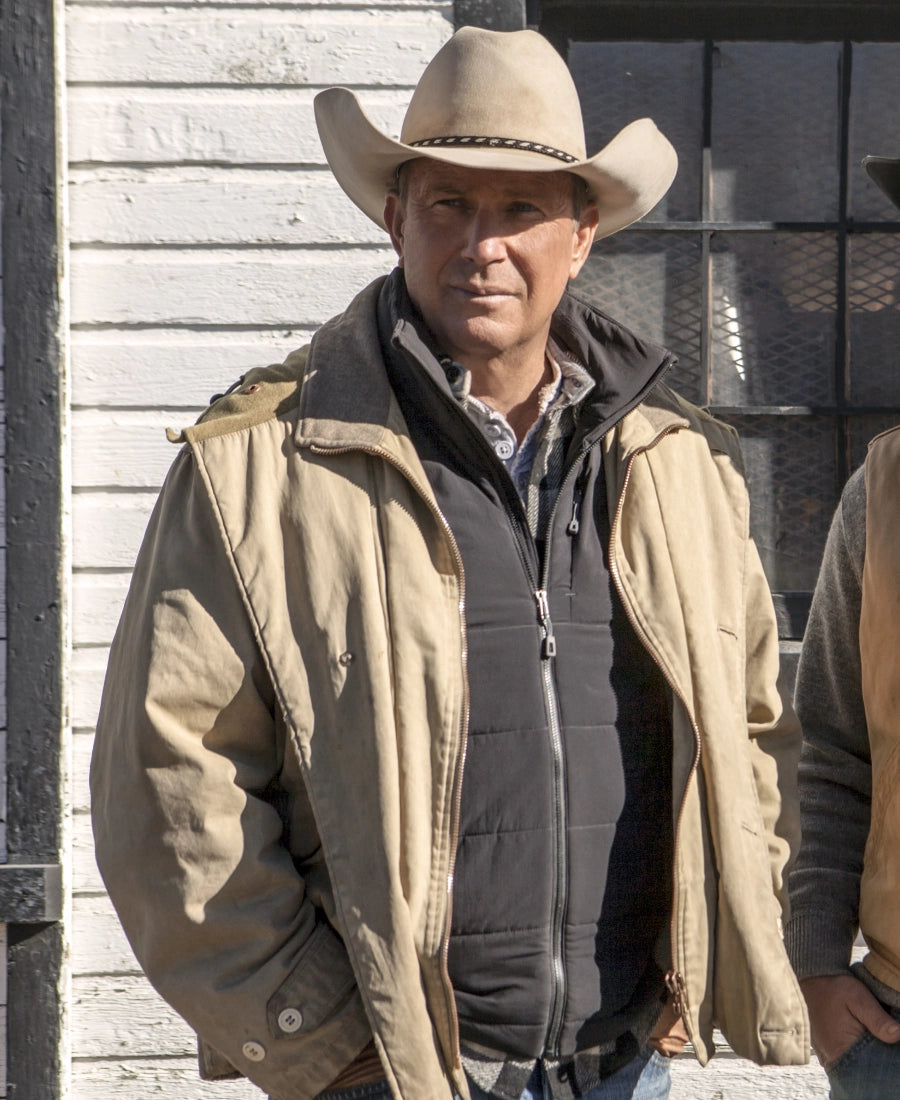 John Dutton Classic Beige Cotton Jacket from Yellowstone