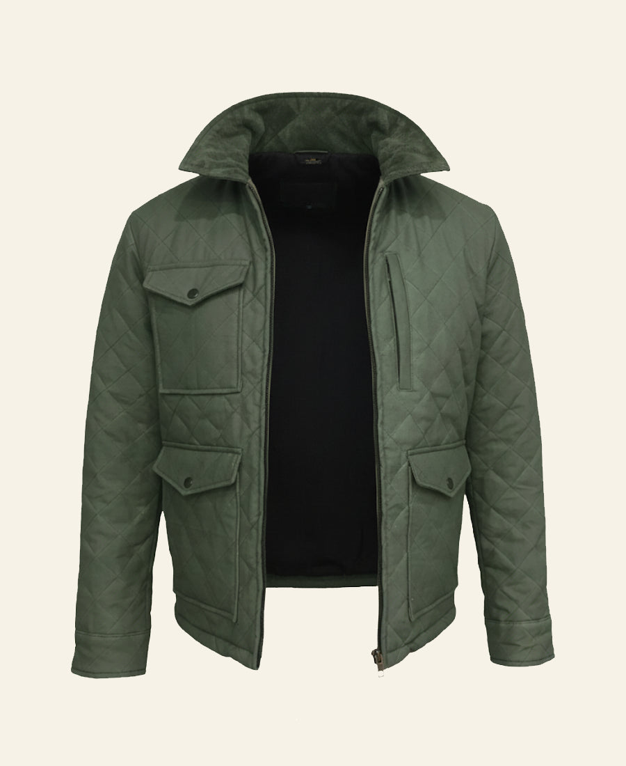 Green quilted jacket Yellowstone John Dutton 