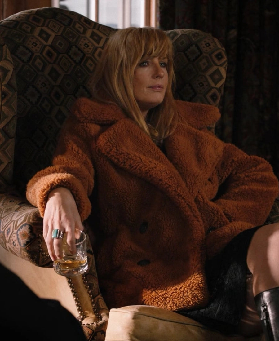 Beth Dutton Orange Fur Coat Yellowstone S1 E6