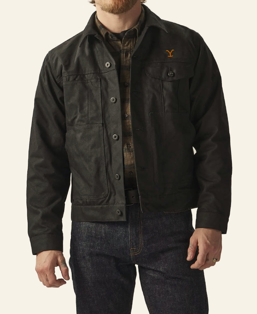 Yellowstone Rip Wheeler Black Cotton Trucker Jacket