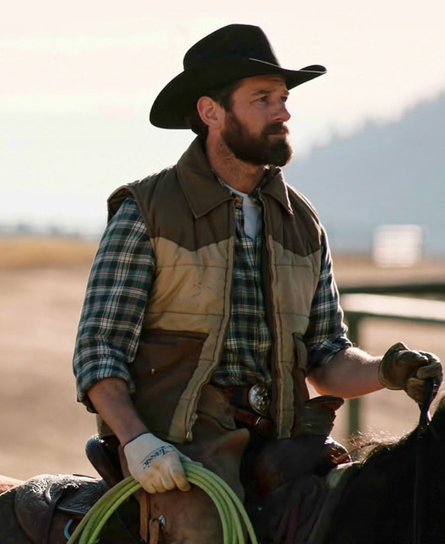 Ian Bohen Yellowstone Ryan Two-Tone Cotton Ranch Vest