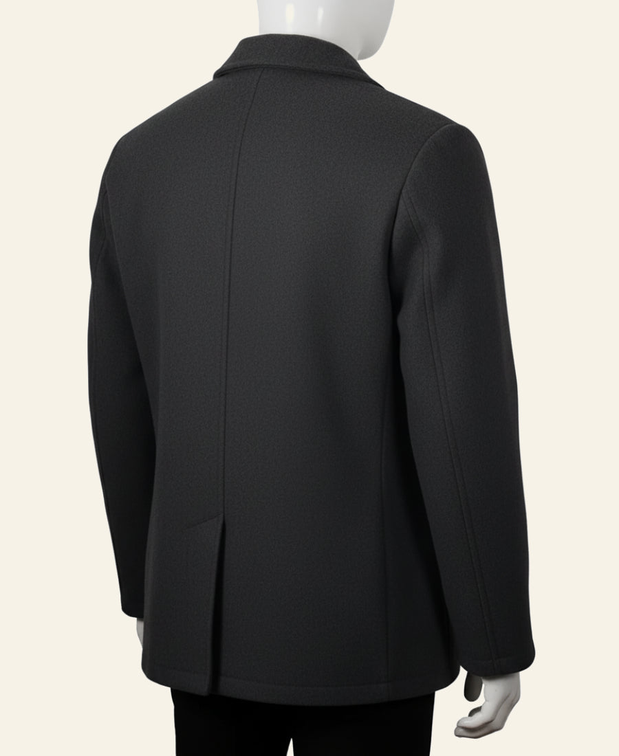 Yellowstone Walker Wool Black pea coat  back image 