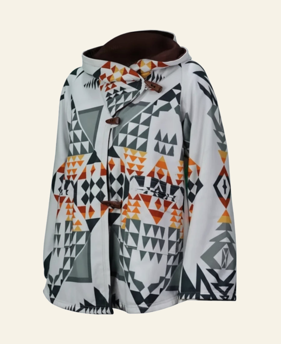 Beth Duton wearing a cloak coat front image 