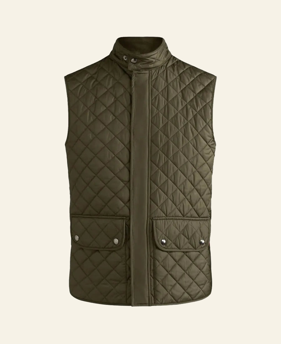 Quilted green vest on a beige background front image 