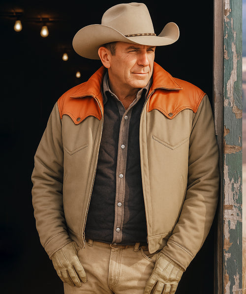 John Dutton Beige & Orange Cotton Jacket – Yellowstone