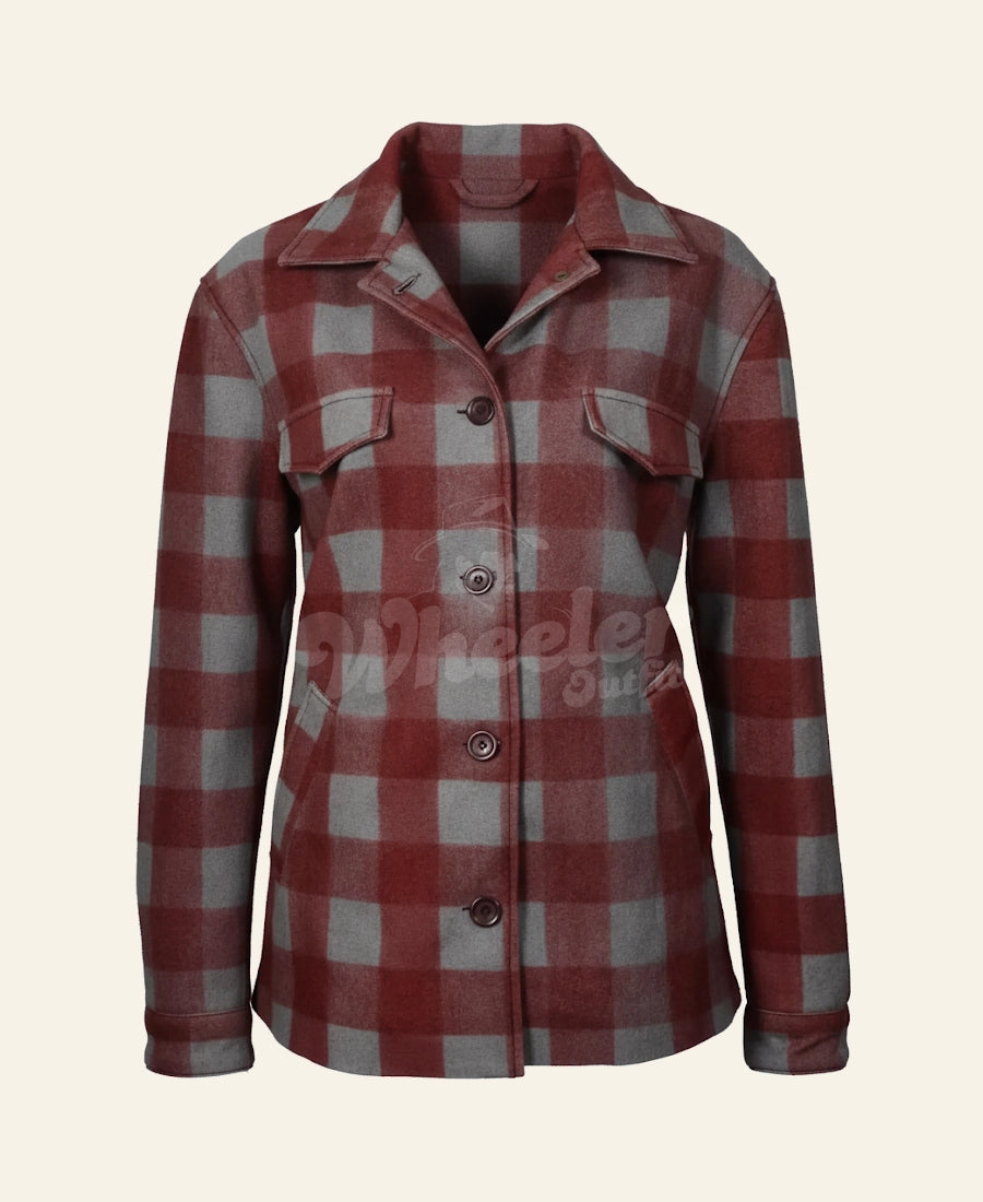 Beth Dutton Wool Maroon plaid shirt 