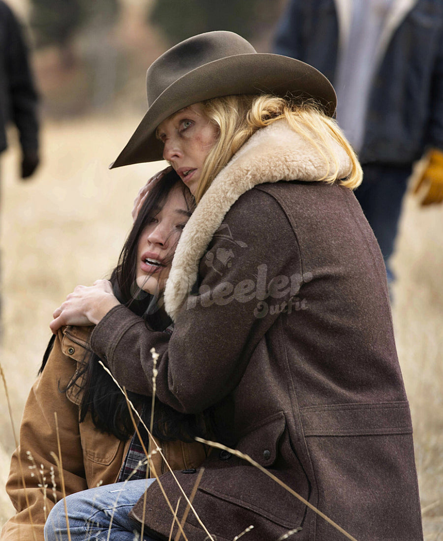Yellowstone Beth Dutton brown wool coat 