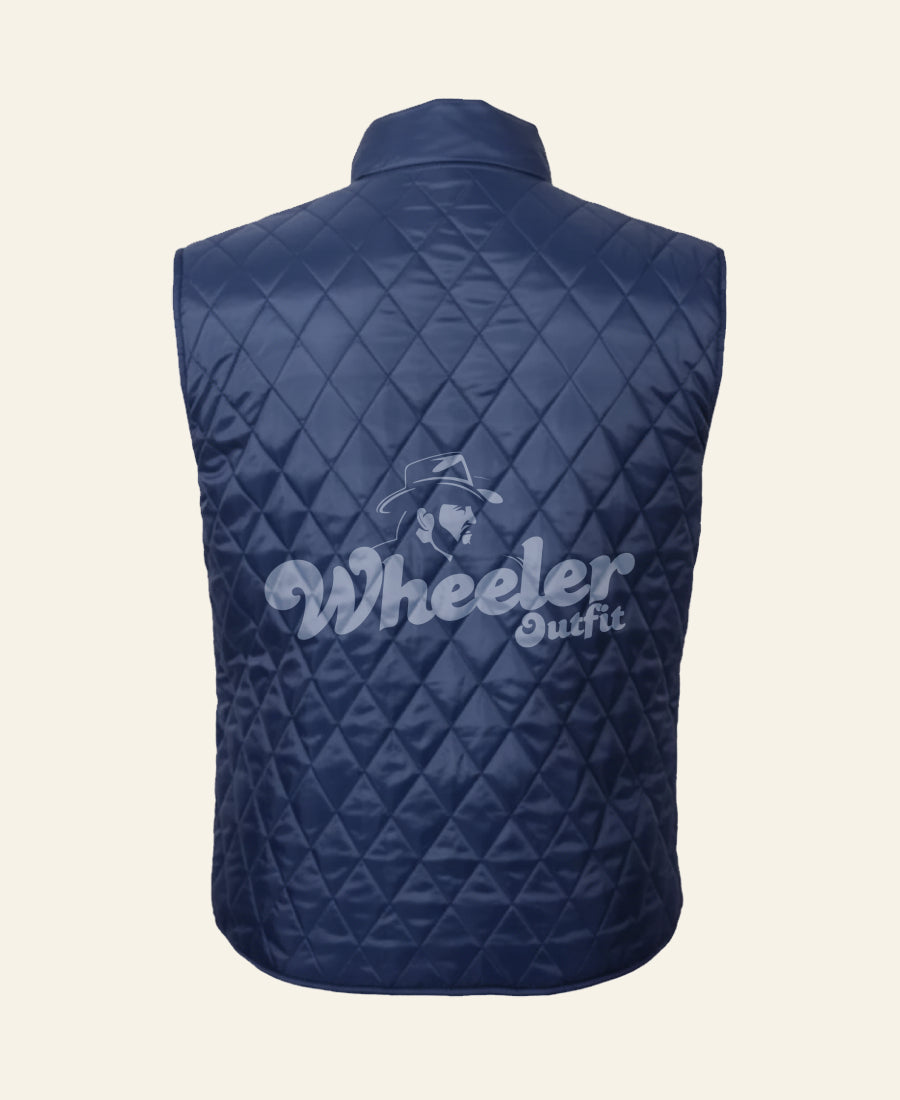 Navy quilted vest with 'John-Dutton' 