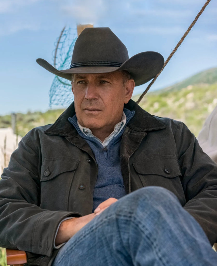 Yellowstone John Dutton Grey Cotton Western Jacket