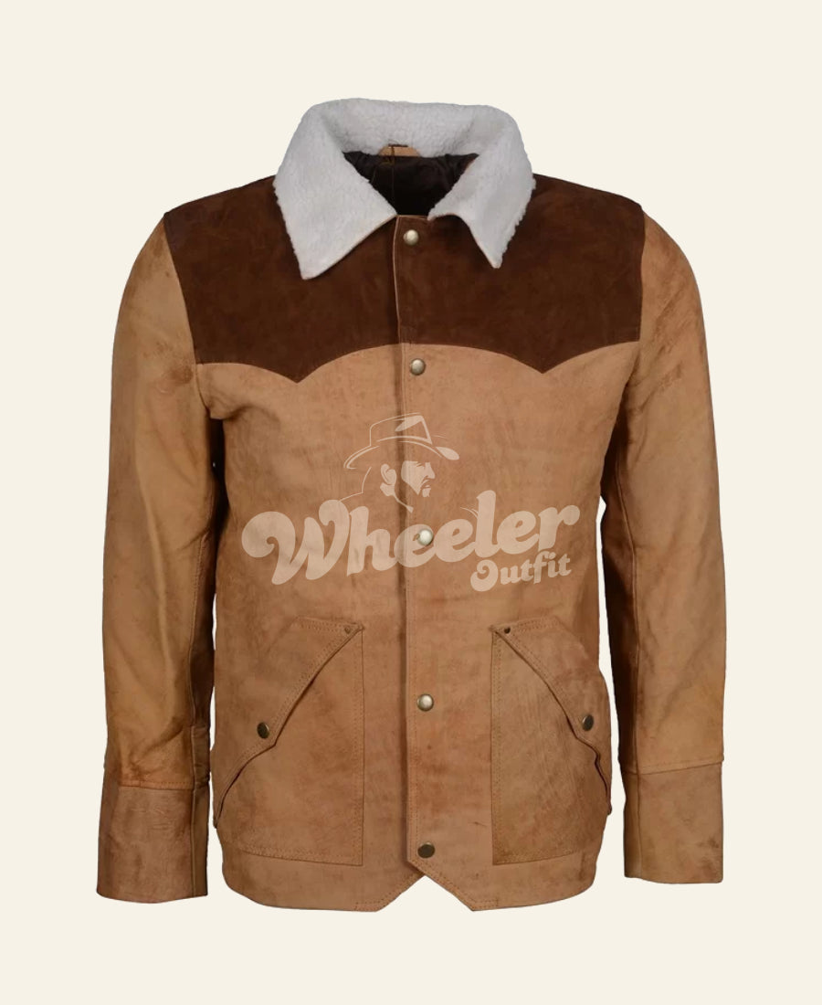 yellowstone john\ dutton raw leather jacket Brown and tan jacket.