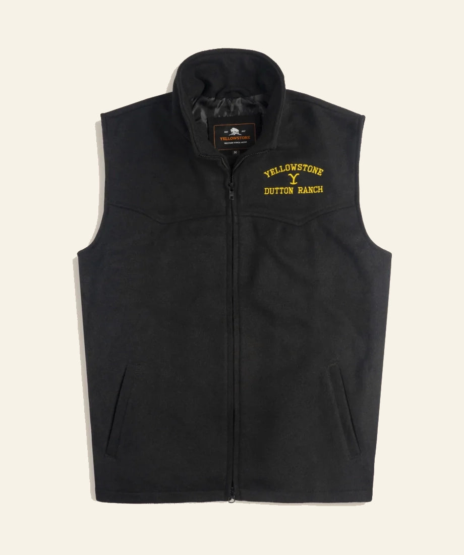 Black vest with 'Yellowstone Dutton Ranch' john Dutton front image 