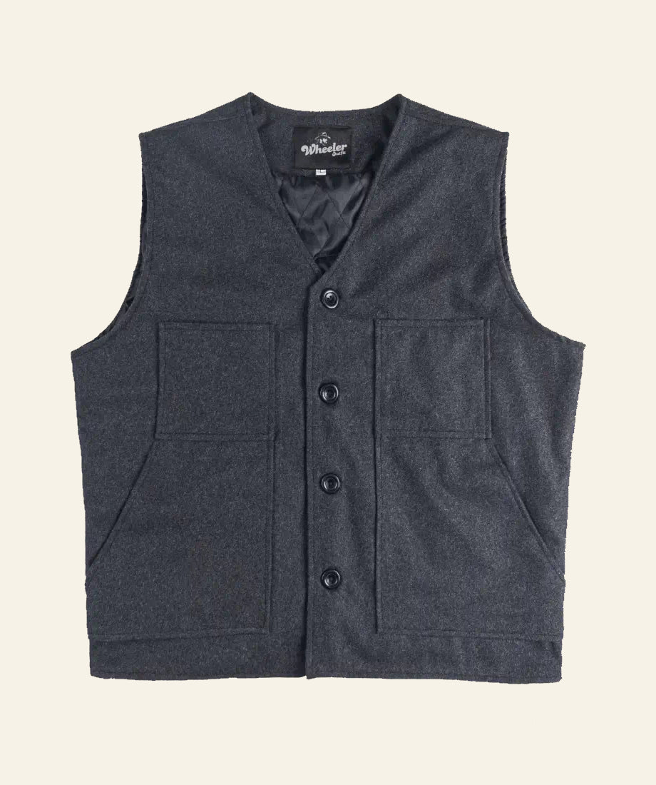 Yellowstone John dutton Dark gray Wool vest with button details 