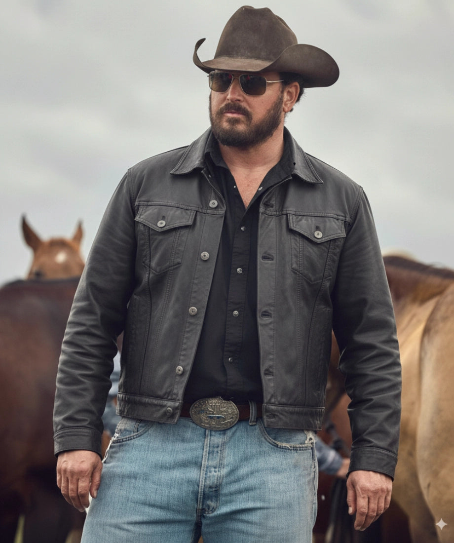 Yellowstone Rip Wheeler Black Leather Jacket