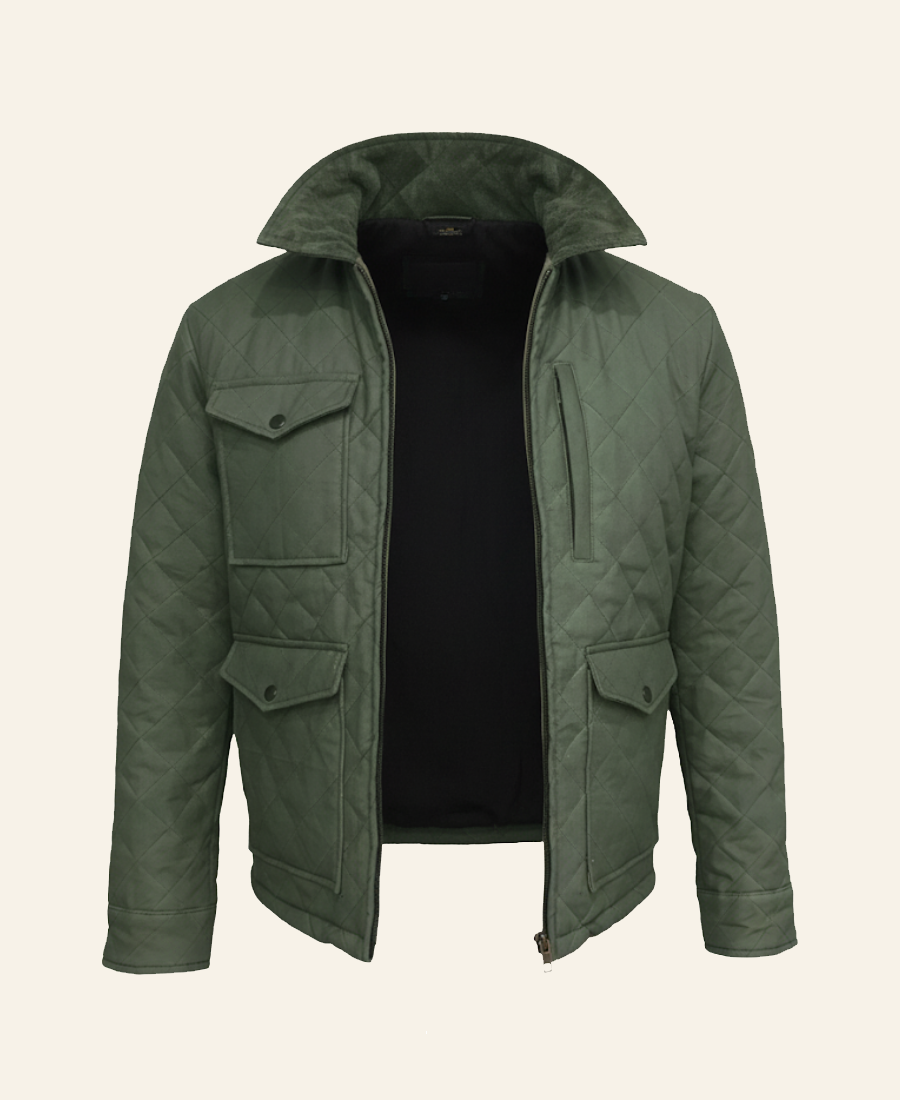 Green quilted jacket Yellowstone John Dutton