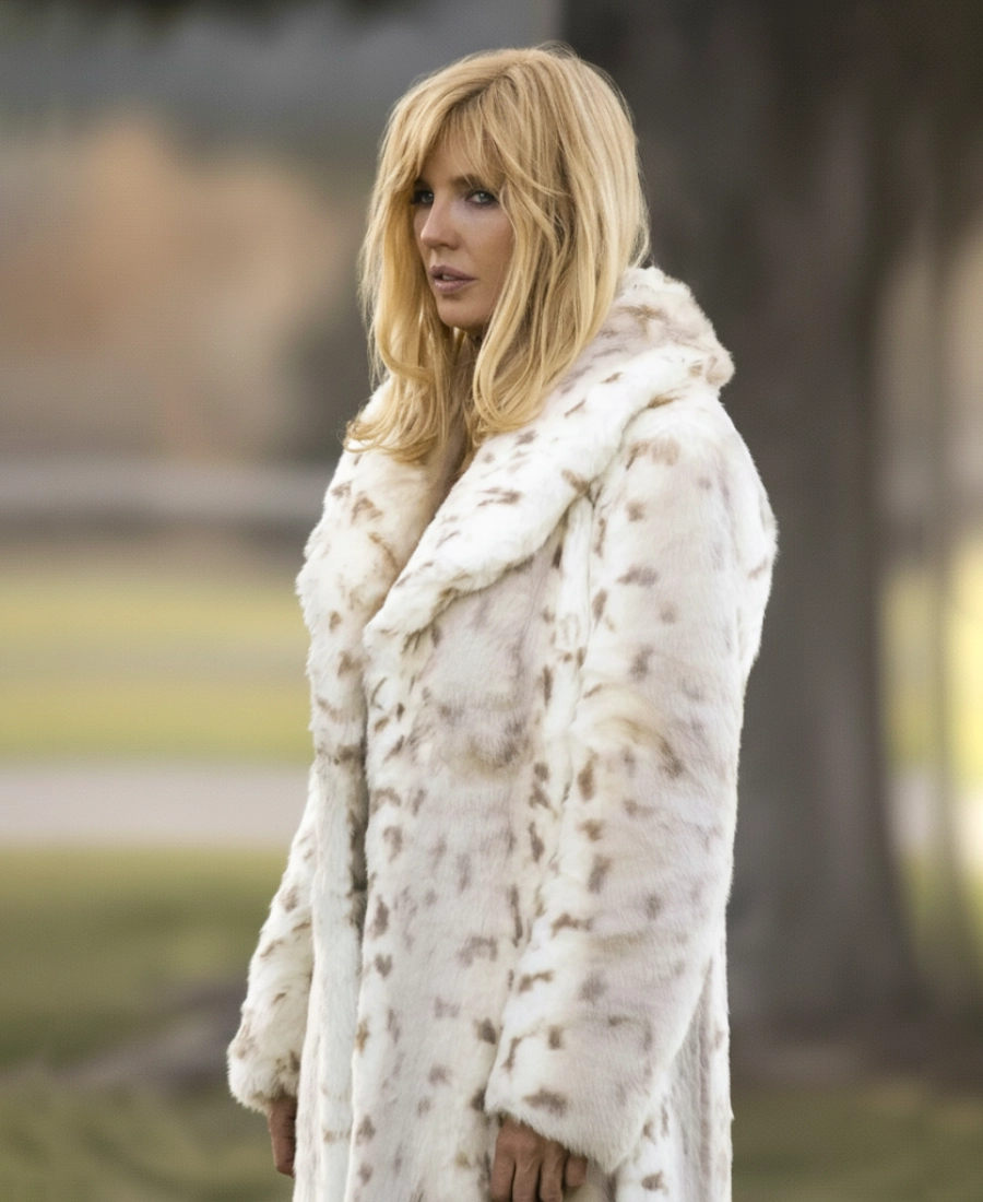 Beth Dutton White Leopard Coat - Yellowstone