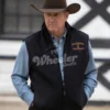 john dutton signature black cotton vest branding and a cowboy hat.
