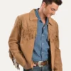Bison Mens Suede Fringe Jacket