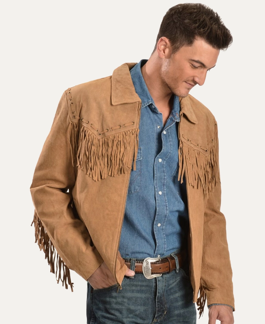 Bison Mens Suede Fringe Jacket