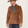 Cattleman Mens Cognac Suede Leather Blazer