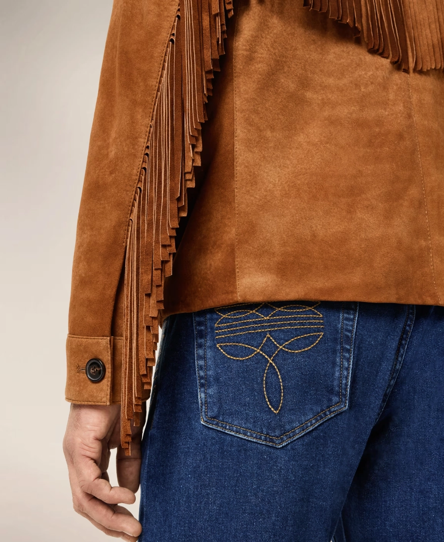 Cedar Ridge Mens Suede Fringe Jacket
