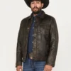 Dustbowl Mens Distressed Leather Trucker Jacket