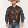Guardian Mens Braided Hem Western Leather Vest