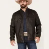Houston Mens Distressed Leather Moto Jacket