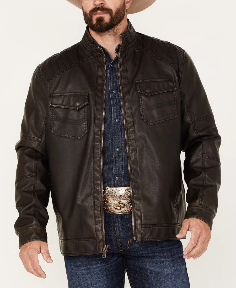 Houston Mens Leather Moto Jacket