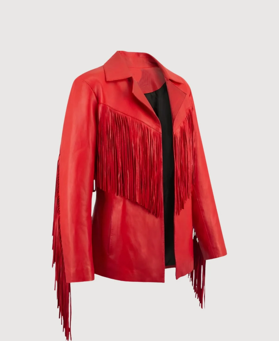 Liana Rose Womens Fringe Leather Blazer