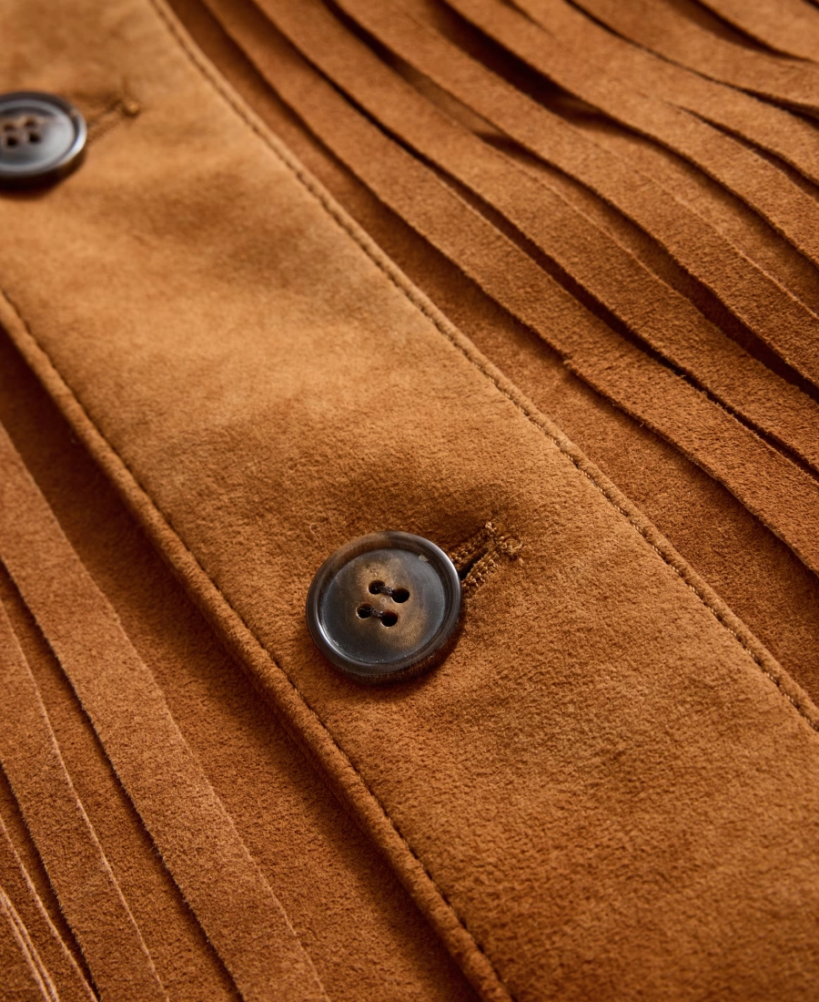 Mens Hand Cut Fringe Jacket