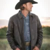 Mens Rifleman Chocolate Brown Western Leather Jacket