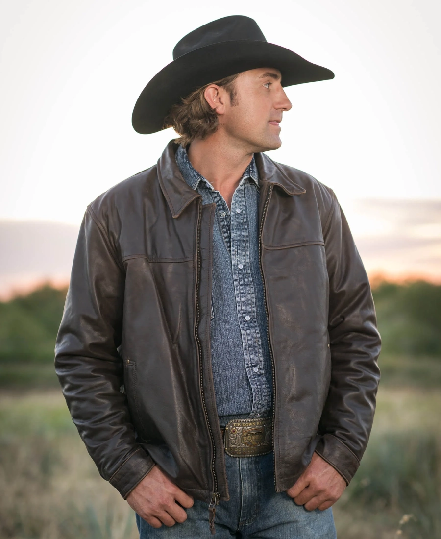 Mens Rifleman Chocolate Brown Western Leather Jacket