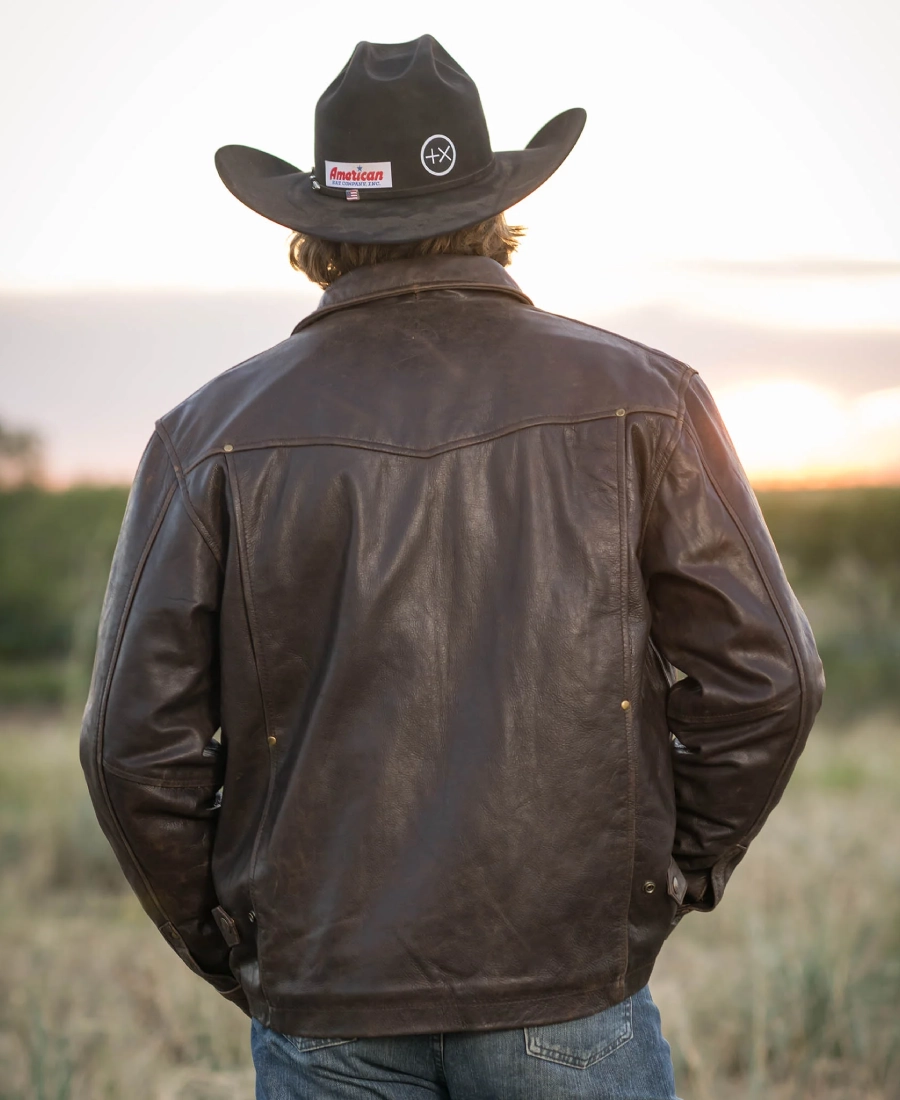 Men’s Rifleman Chocolate Brown Western Leather Jacket - Image 2