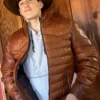 Rancher Mens Western Yoke Quilted Leather Jacket