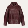 Regent Burgundy Leather Fringe Jacket