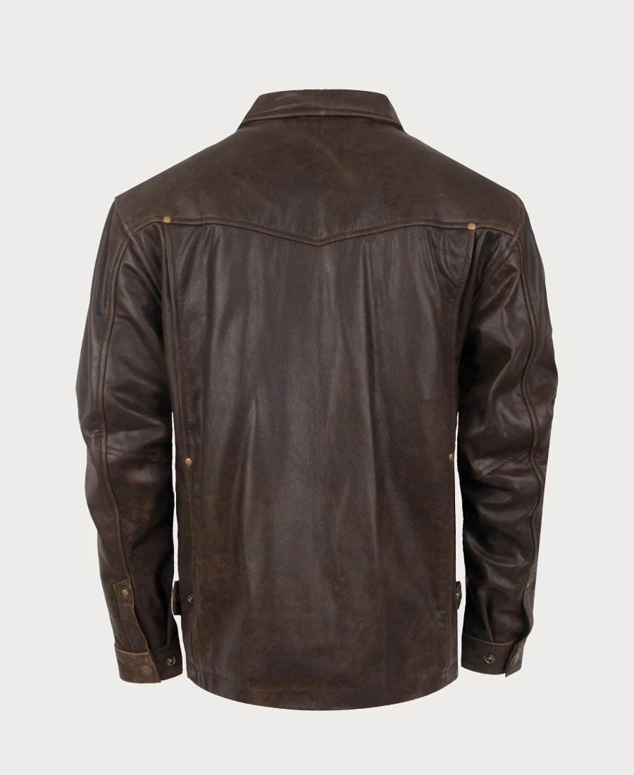 Men’s Rifleman Chocolate Brown Western Leather Jacket - Image 4