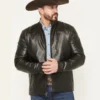 Rogue Rider Mens Black Shine Leather Jacket