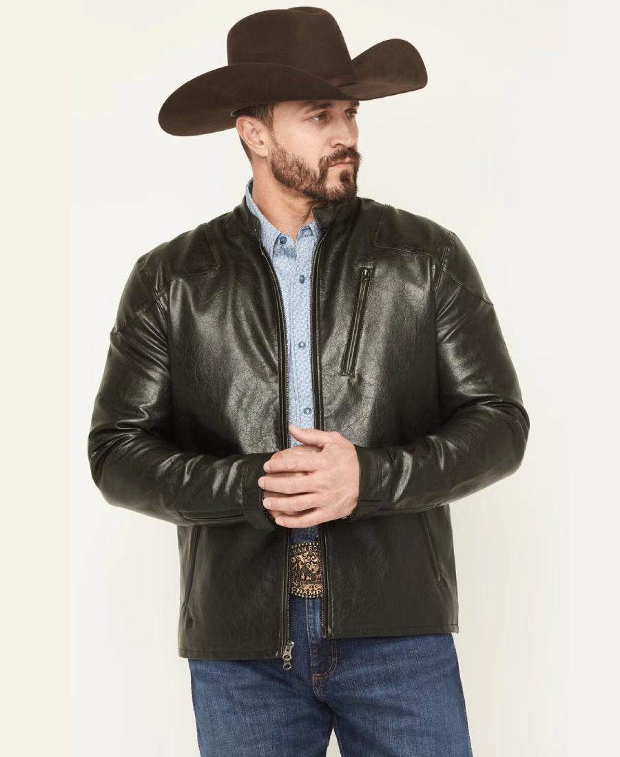 Rogue Rider Mens Black Shine Leather Jacket