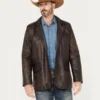 Rugged Heritage Mens Brown Leather Blazer