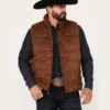 rust mens brown suede puffer vest