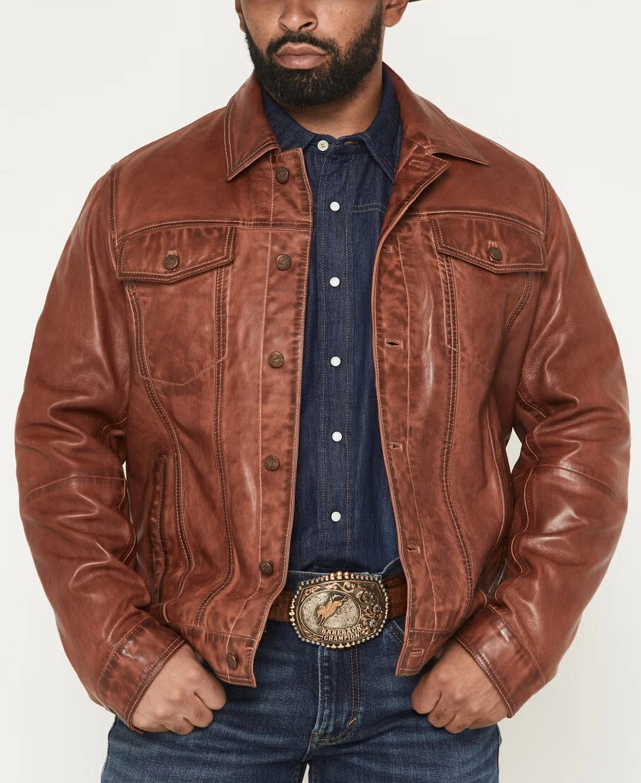 Rusthide Mens Leather Trucker Jacket