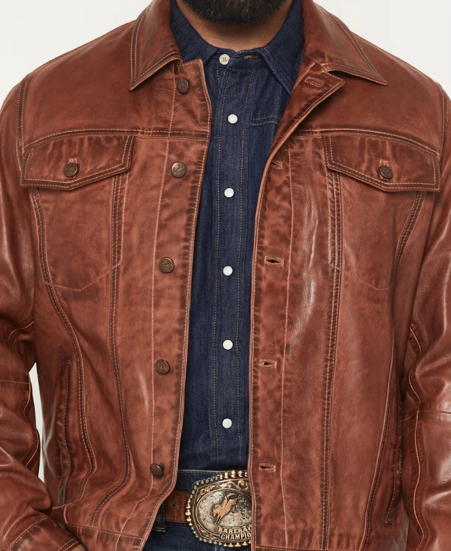 Rusthide Polished Leather Trucker Jacket
