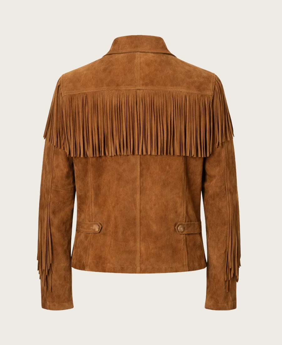 Rustler Mens Brown Suede Fringe Jacket