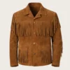 Rustler Mens Vintage Brown Suede Fringe Jacket